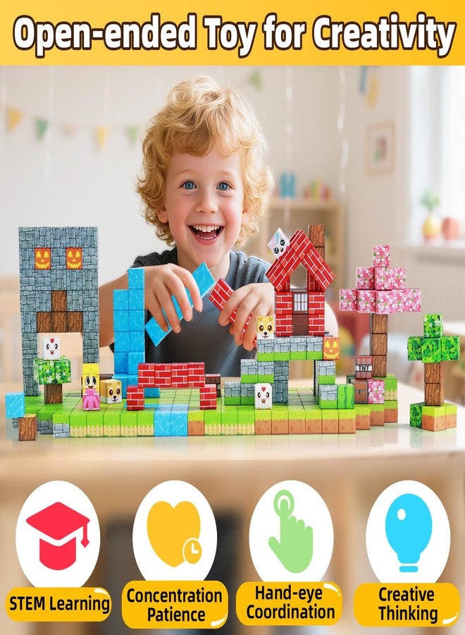 EchoPlan Magnetic Blocks, 100PCS Magnetic Building Blocks to Build a 3D World, STEM Sensory Construction Stacking Magnet Blocks Toy for Kids Ages 3+, Boys and Girls Christmas Birthday Gifts - Image 5